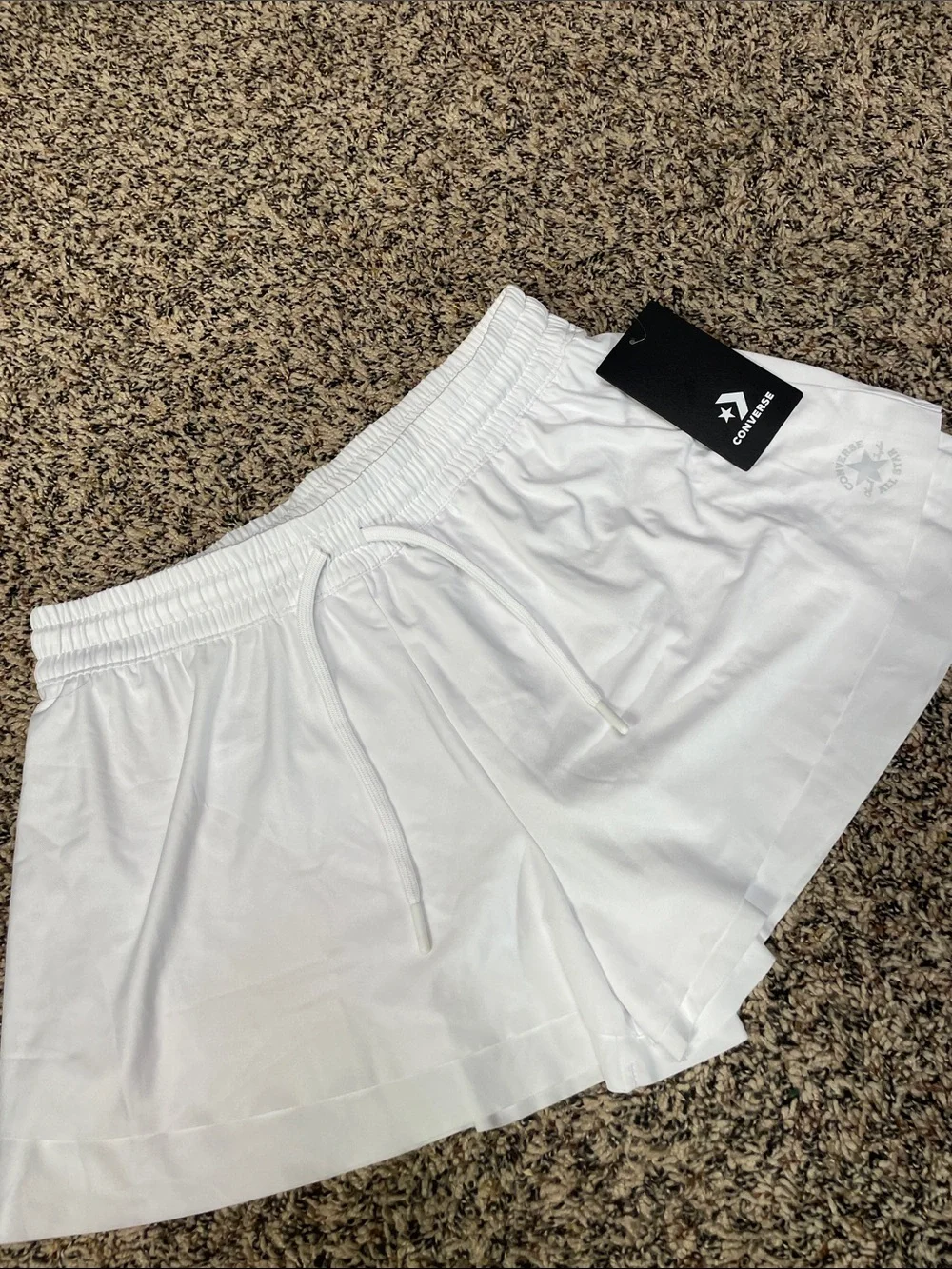 Converse Flowy White Elastic Waist Athletic Shorts Girls Size L (11-12) NWT